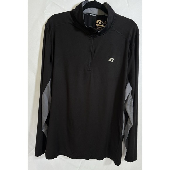 Russell Dri-Power Shirt Size XL 1/4 zip Long Sleeve Training black/gray - Picture 1 of 7